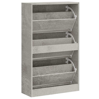 Shoe Cabinet Concrete Grey 63x24x103 cm Engineered Wood