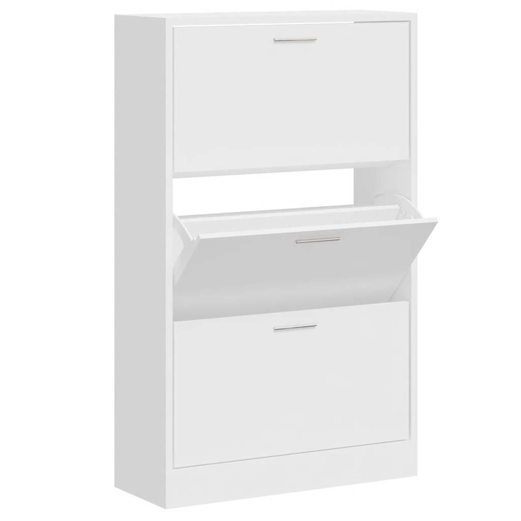 Shoe Cabinet High Gloss White 63x24x103 cm Engineered Wood
