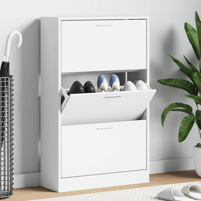 Shoe Cabinet High Gloss White 63x24x103 cm Engineered Wood