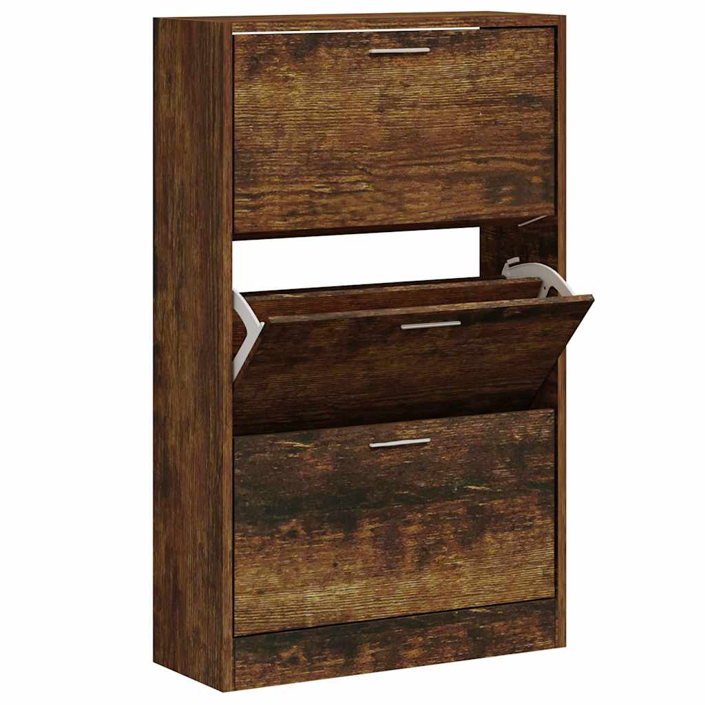 Shoe Cabinet Smoked Oak 63x24x103 cm Engineered Wood
