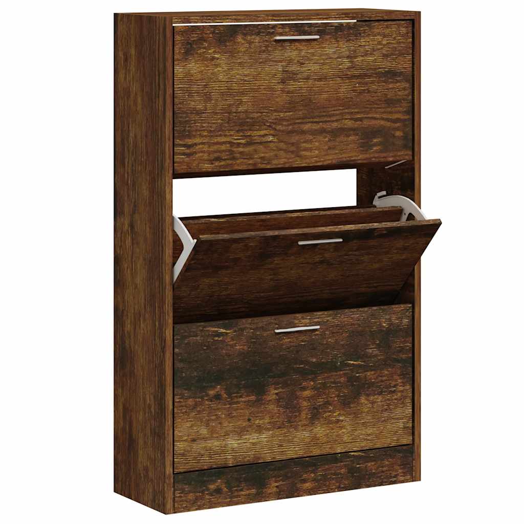 Shoe Cabinet Smoked Oak 63x24x103 cm Engineered Wood