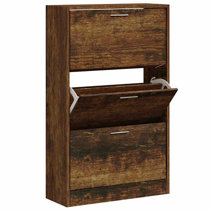 Shoe Cabinet Smoked Oak 63x24x103 cm Engineered Wood