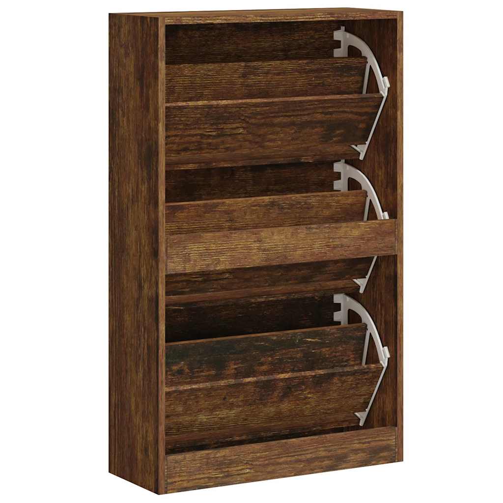 Shoe Cabinet Smoked Oak 63x24x103 cm Engineered Wood