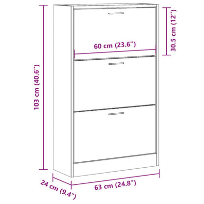 Shoe Cabinet Smoked Oak 63x24x103 cm Engineered Wood