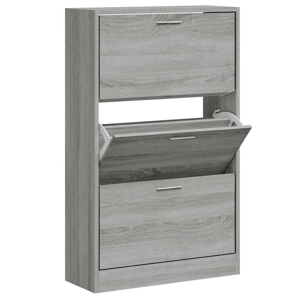 Shoe Cabinet Grey Sonoma 63x24x103 cm Engineered Wood