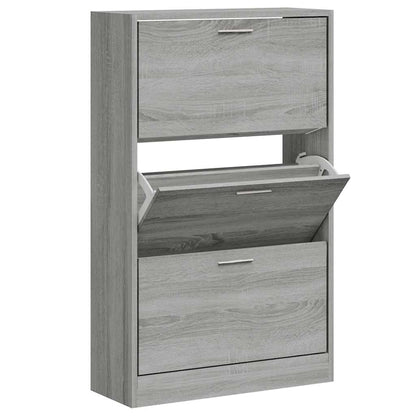 Shoe Cabinet Grey Sonoma 63x24x103 cm Engineered Wood