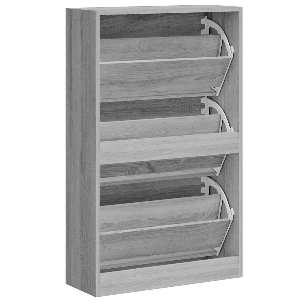 Shoe Cabinet Grey Sonoma 63x24x103 cm Engineered Wood