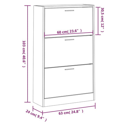 Shoe Cabinet Grey Sonoma 63x24x103 cm Engineered Wood