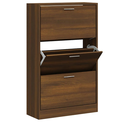 Shoe Cabinet Brown Oak 63x24x103 cm Engineered Wood