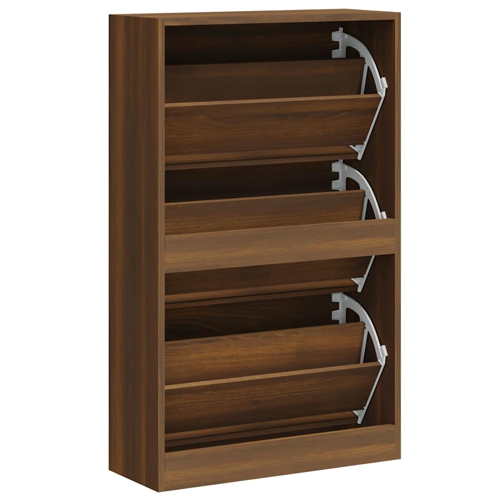Shoe Cabinet Brown Oak 63x24x103 cm Engineered Wood