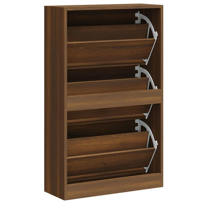 Shoe Cabinet Brown Oak 63x24x103 cm Engineered Wood