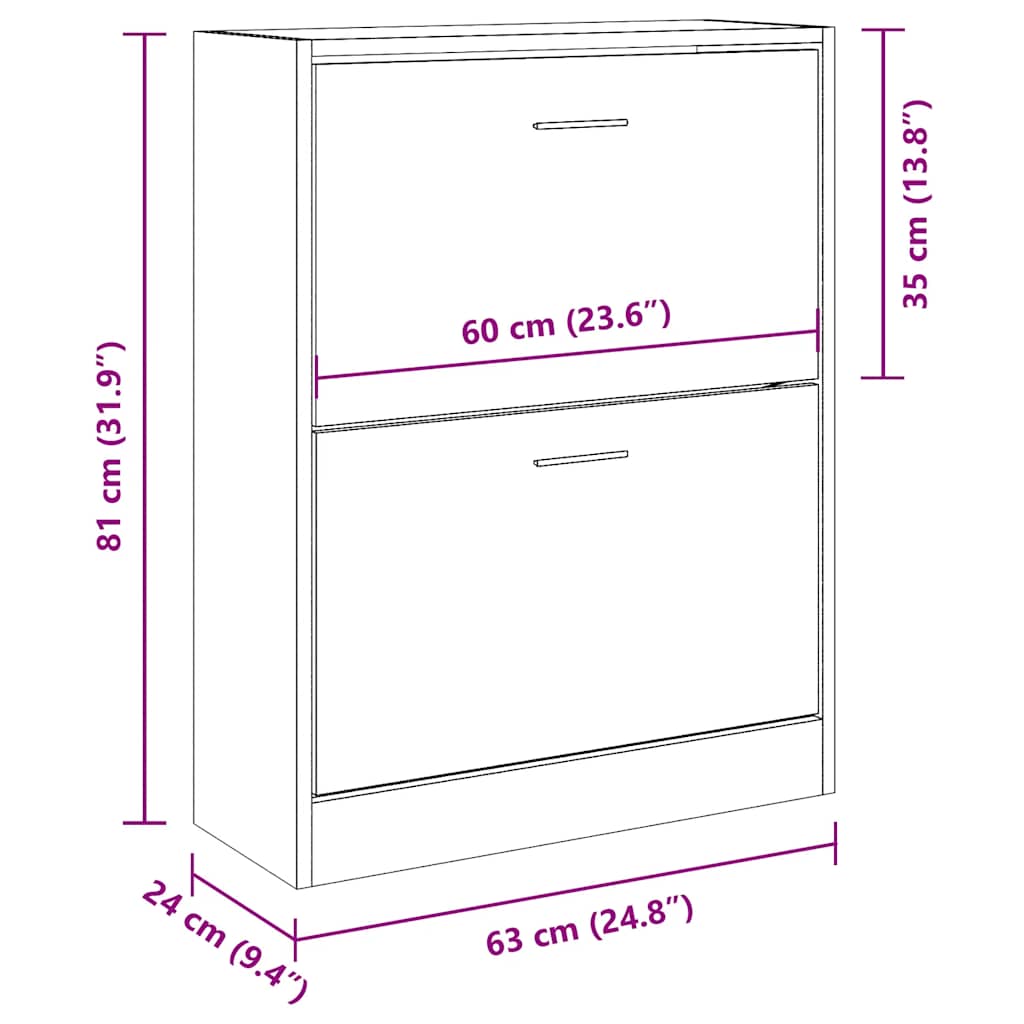 Shoe Cabinet Black 63x24x81 cm Engineered Wood