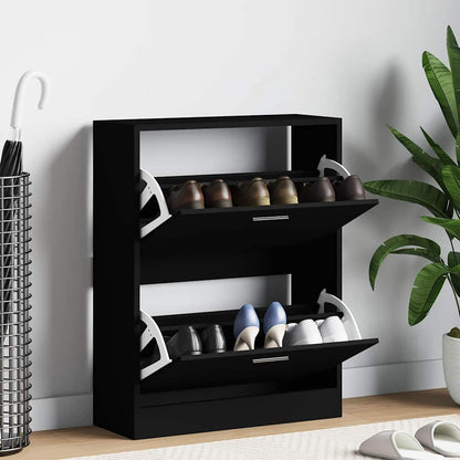 Shoe Cabinet Black 63x24x81 cm Engineered Wood