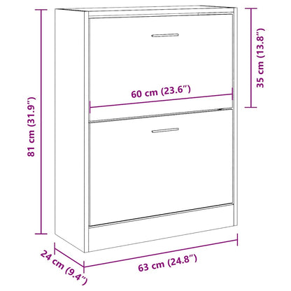 Shoe Cabinet Smoked Oak 63x24x81 cm Engineered Wood