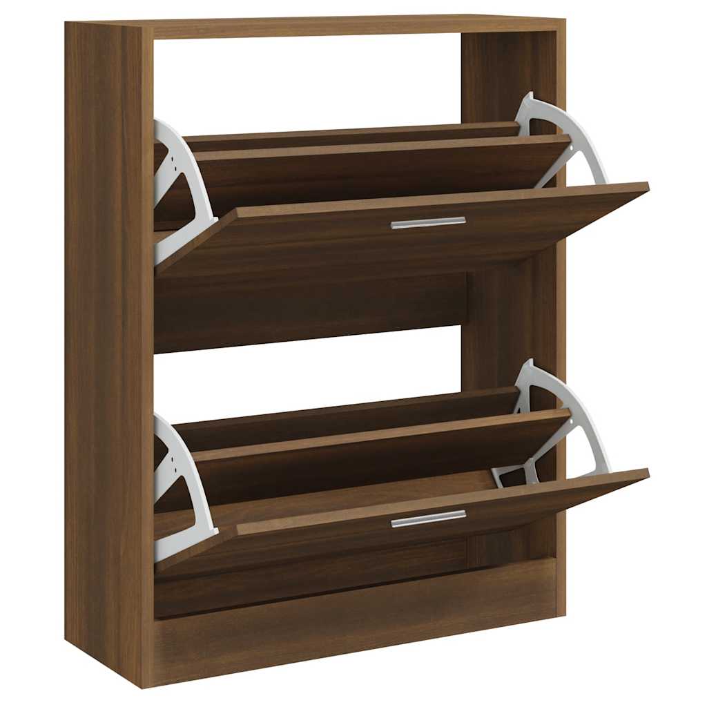Shoe Cabinet Brown Oak 63x24x81 cm Engineered Wood