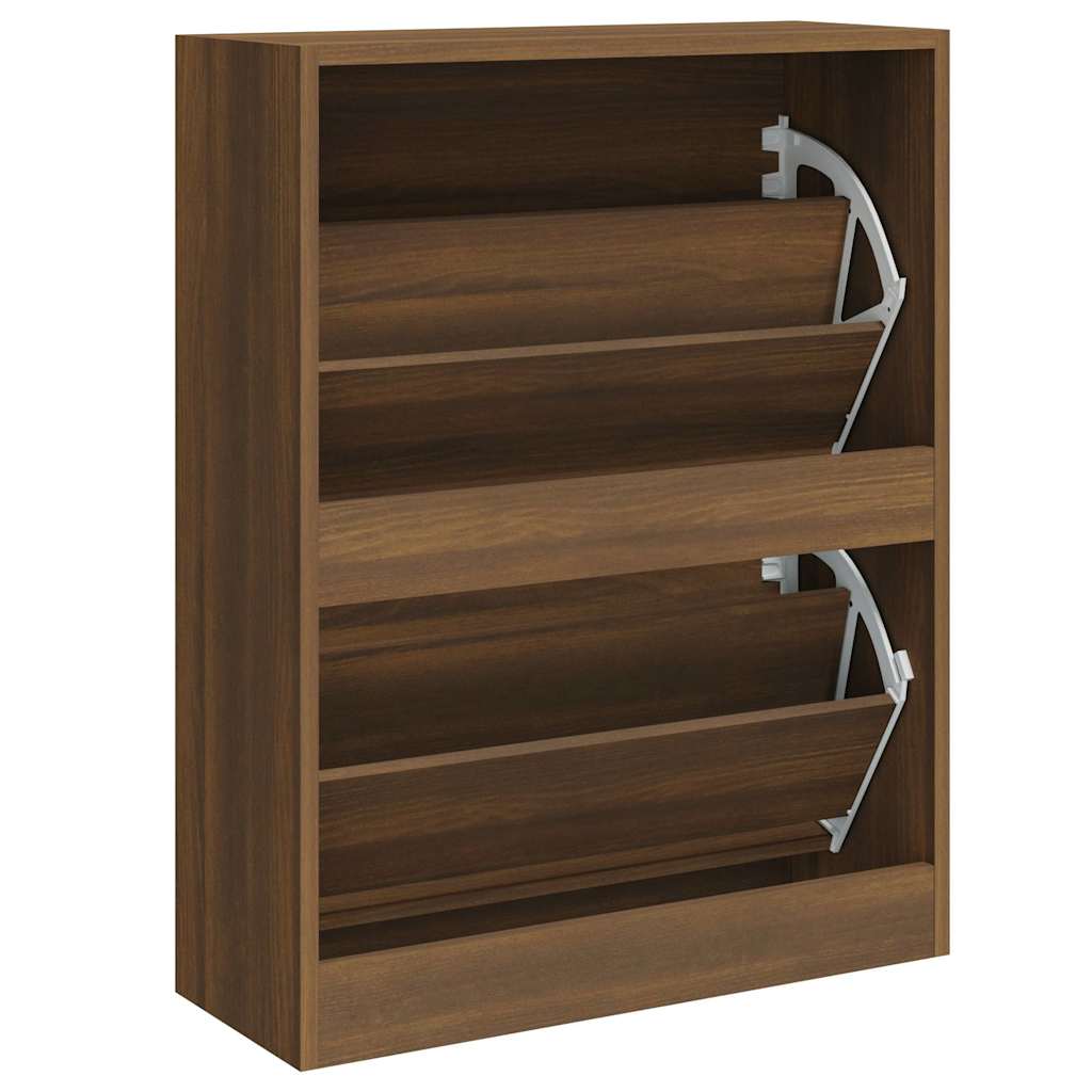 Shoe Cabinet Brown Oak 63x24x81 cm Engineered Wood