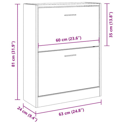 Shoe Cabinet Brown Oak 63x24x81 cm Engineered Wood