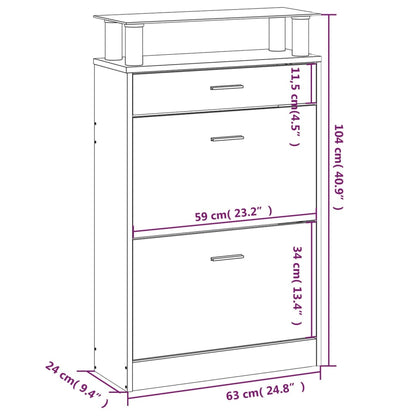 Shoe Cabinet Concrete Grey 63x24x104 cm Engineered Wood