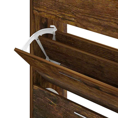 Shoe Cabinet Smoked Oak 63x24x104 cm Engineered Wood