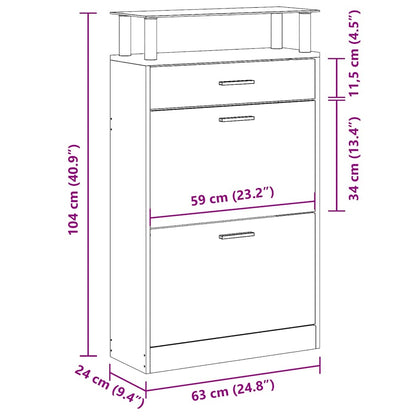 Shoe Cabinet Smoked Oak 63x24x104 cm Engineered Wood