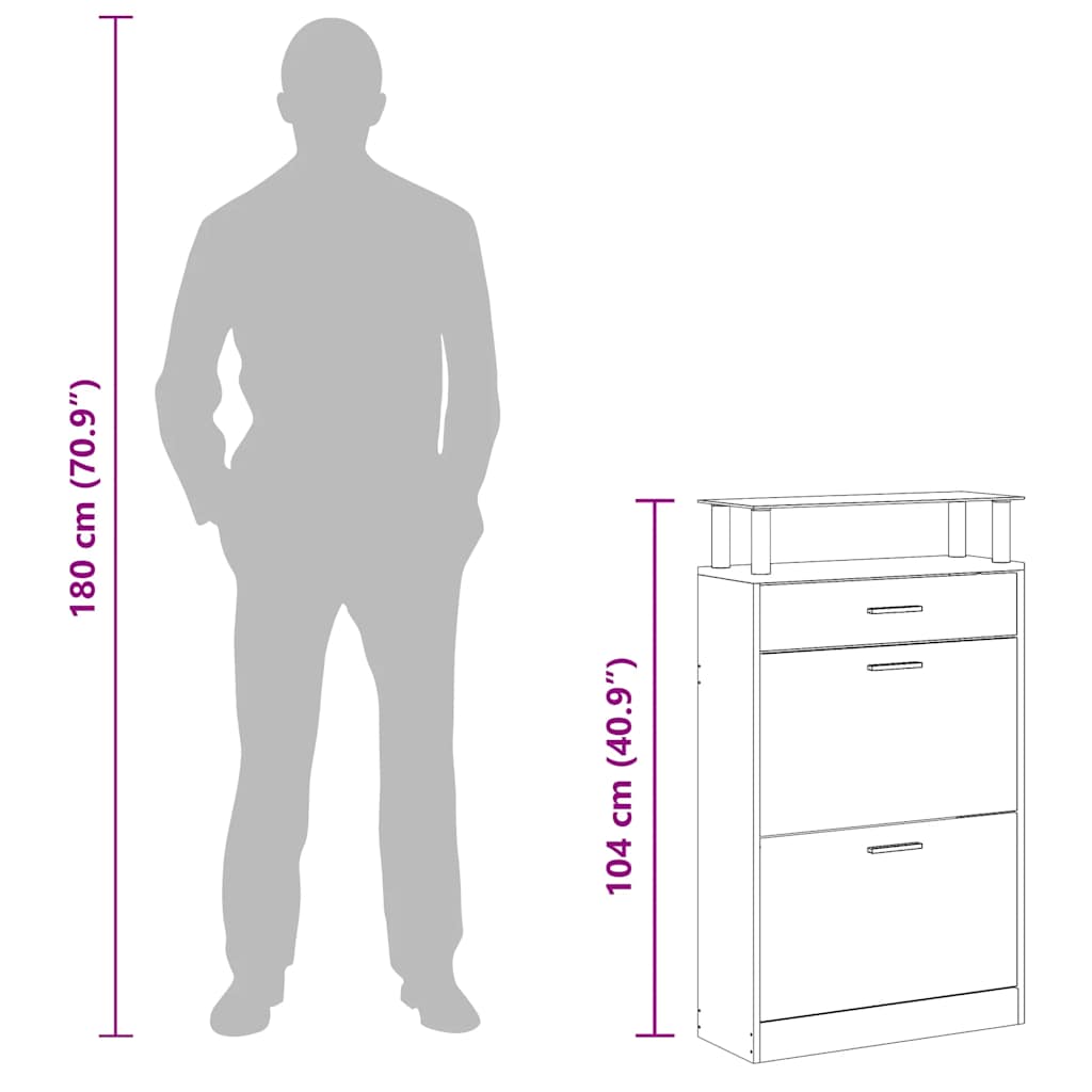Shoe Cabinet Smoked Oak 63x24x104 cm Engineered Wood