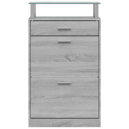 Shoe Cabinet Grey Sonoma 63x24x104 cm Engineered Wood
