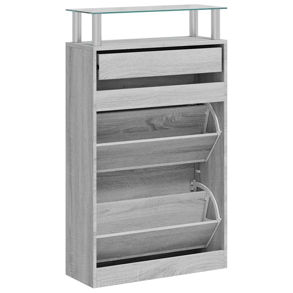 Shoe Cabinet Grey Sonoma 63x24x104 cm Engineered Wood