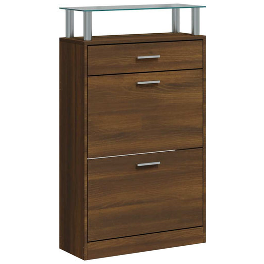 Shoe Cabinet Brown Oak 63x24x104 cm Engineered Wood