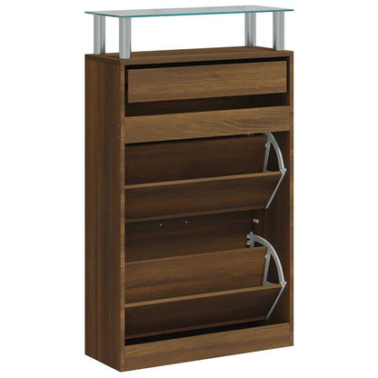 Shoe Cabinet Brown Oak 63x24x104 cm Engineered Wood