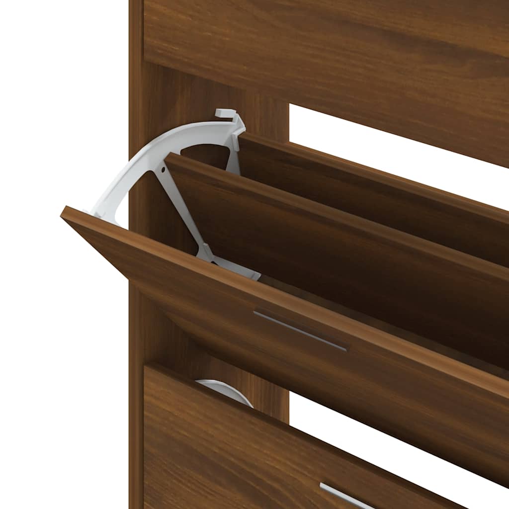 Shoe Cabinet Brown Oak 63x24x104 cm Engineered Wood