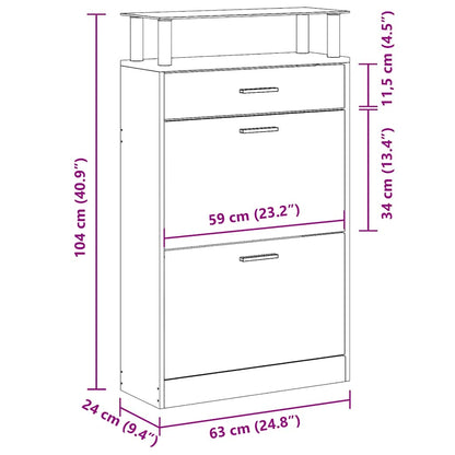 Shoe Cabinet Brown Oak 63x24x104 cm Engineered Wood