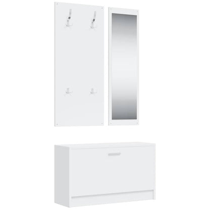 3-in-1 Shoe Cabinet Set White Engineered Wood