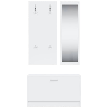 3-in-1 Shoe Cabinet Set White Engineered Wood