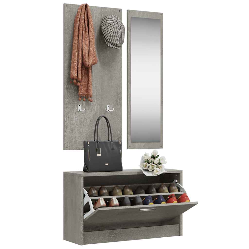3-in-1 Shoe Cabinet Set Concrete Grey Engineered Wood
