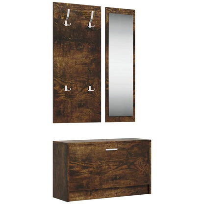 3-in-1 Shoe Cabinet Set Smoked Oak Engineered Wood