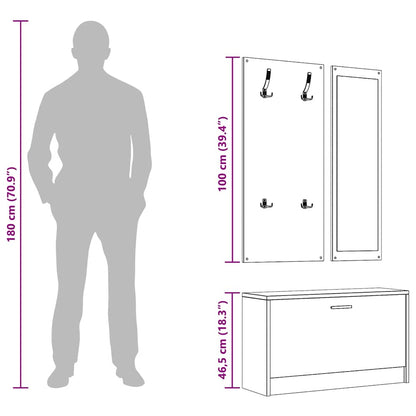 3-in-1 Shoe Cabinet Set Smoked Oak Engineered Wood
