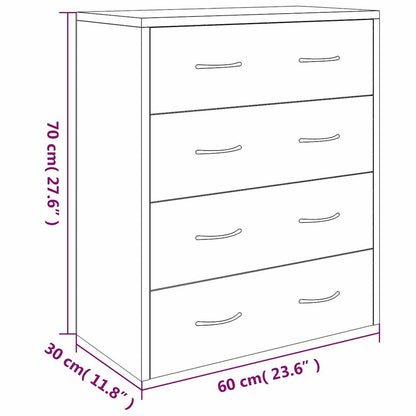 Sideboard with 4 Drawers 60x30,5x71 cm Concrete Grey