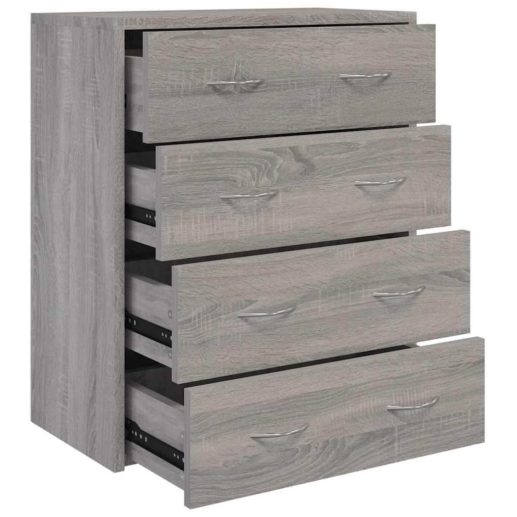 Sideboard with 4 Drawers 60x30,5x71 cm Grey Sonoma