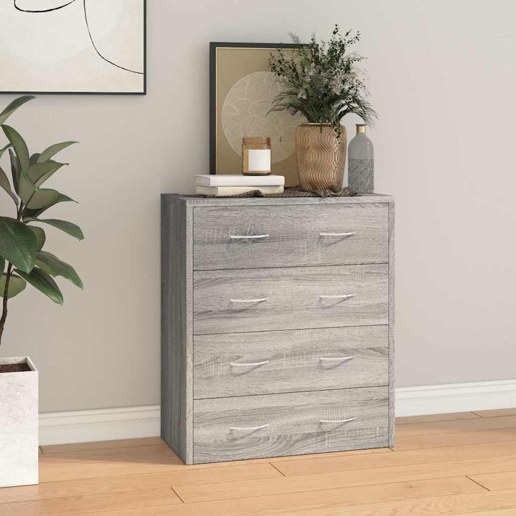 Sideboard with 4 Drawers 60x30,5x71 cm Grey Sonoma