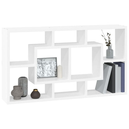 Wall Display Shelf 8 Compartments High Gloss White