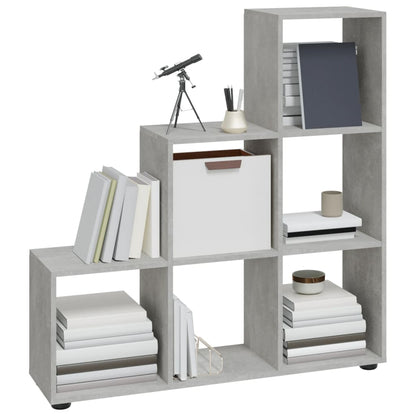 Staircase Bookcase Concrete Grey 107 cm Engineered Wood