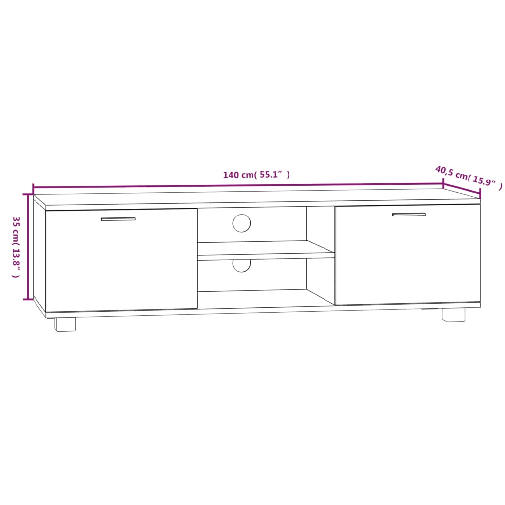 TV Cabinet Smoked Oak 140x40.5x35 cm Engineered Wood