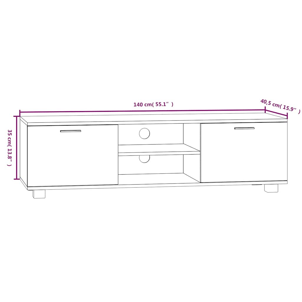 TV Cabinet Smoked Oak 140x40,5x35 cm Engineered Wood