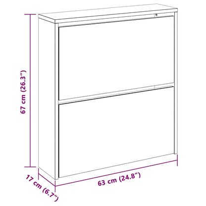 Shoe Cabinet with Mirror 2-Layer Concrete Grey 63x17x67 cm
