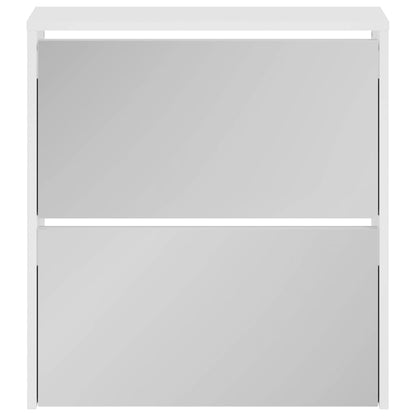 Shoe Cabinet with Mirror 2-Layer High Gloss White 63x17x67 cm