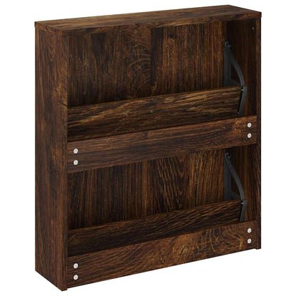 Shoe Cabinet with Mirror 2-Layer Smoked Oak 63x17x67 cm