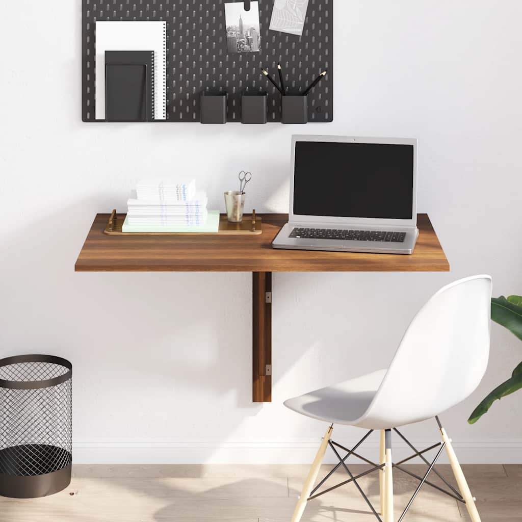 Folding Wall Table Brown Oak 100x60x56 cm Engineered Wood