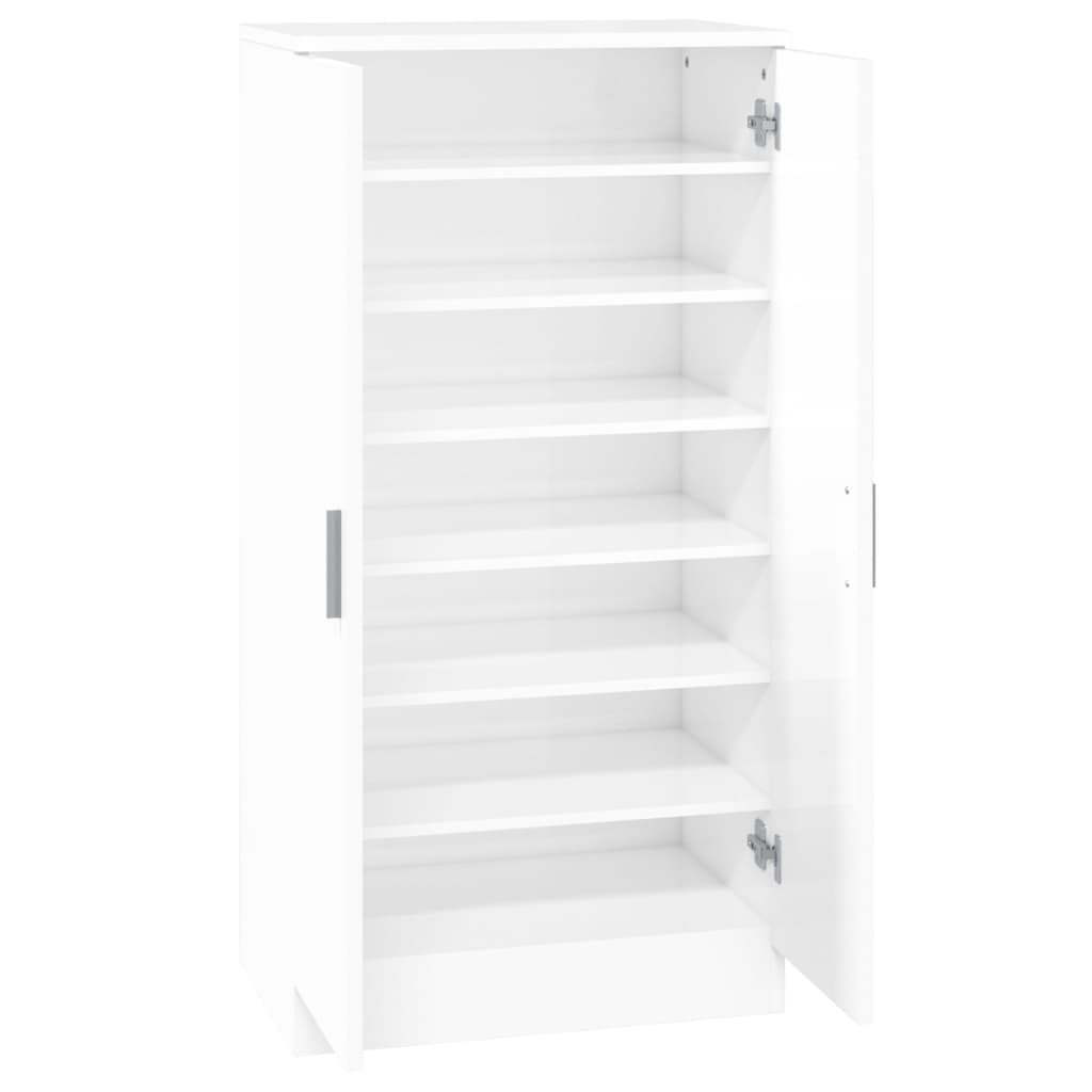 Shoe Cabinet High Gloss White 55x35x108 cm Engineered Wood