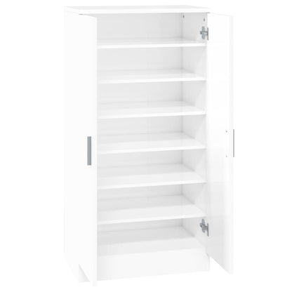 Shoe Cabinet High Gloss White 55x35x108 cm Engineered Wood