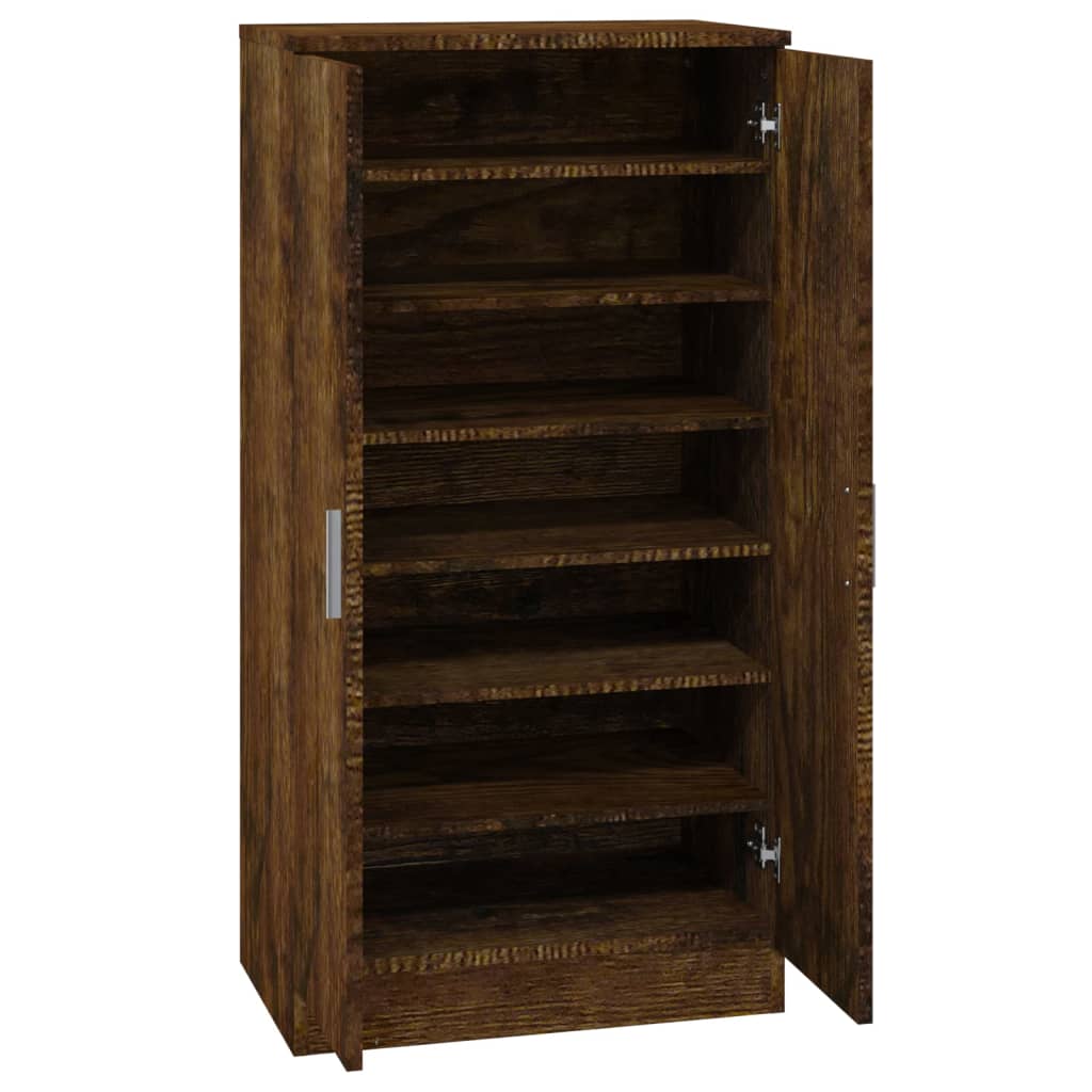 Shoe Cabinet Smoked Oak 55x35x108 cm Engineered Wood
